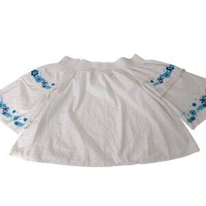 Crown & Ivy Embroidered Floral Shirt Womens Size XXL White Off Shoulder Boho